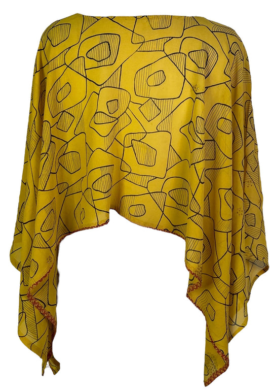 PRG6410 Sheer Avatar Pure Silk Capelet Poncho - Velora