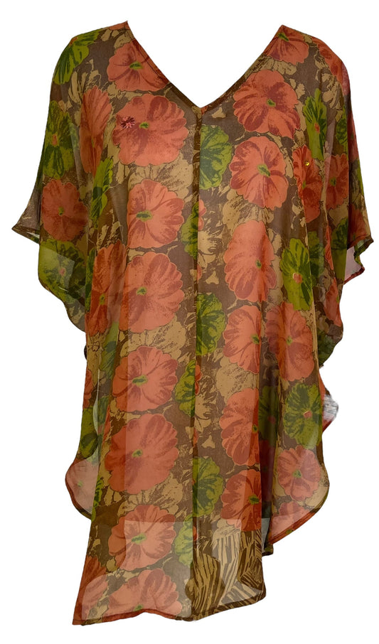 PRG7052 Sheer Avatar Pure Silk Waterfall Top - Velora