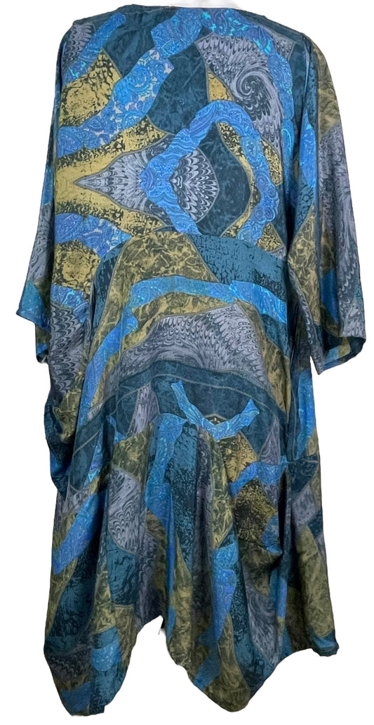 PRC7838 Avatar Pure Silk Sculptural Long Tunic Dress - Velora