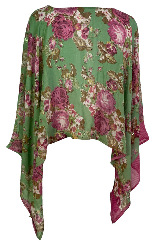 PRG7347 Sheer Avatar Pure Silk Capelet Poncho - Velora