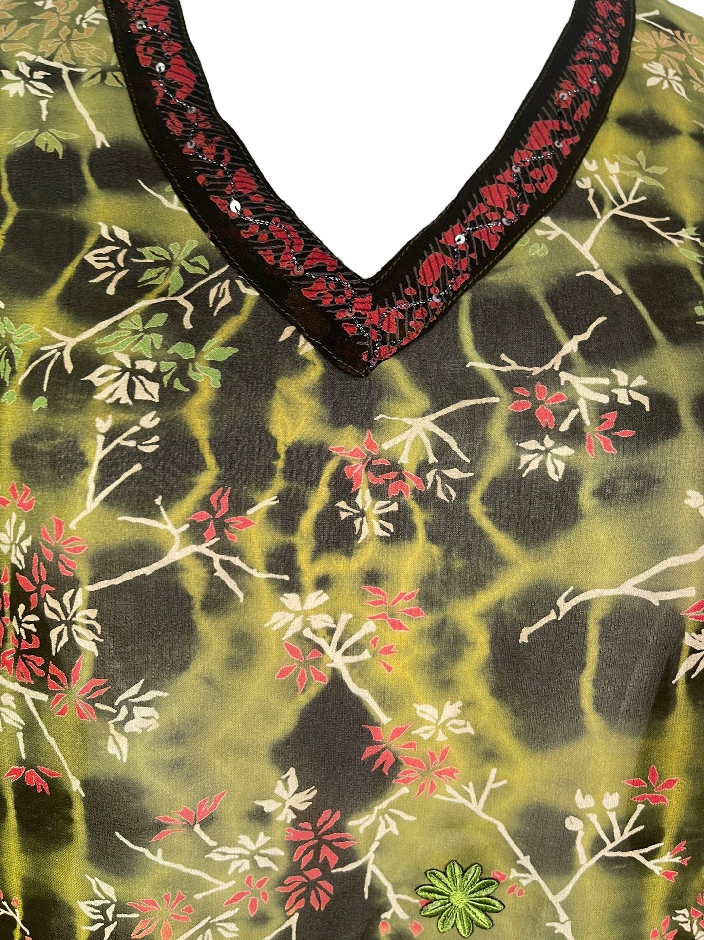 PRG7481 Sheer Avatar Pure Silk Short Kaftan Tunic without Slits - Velora