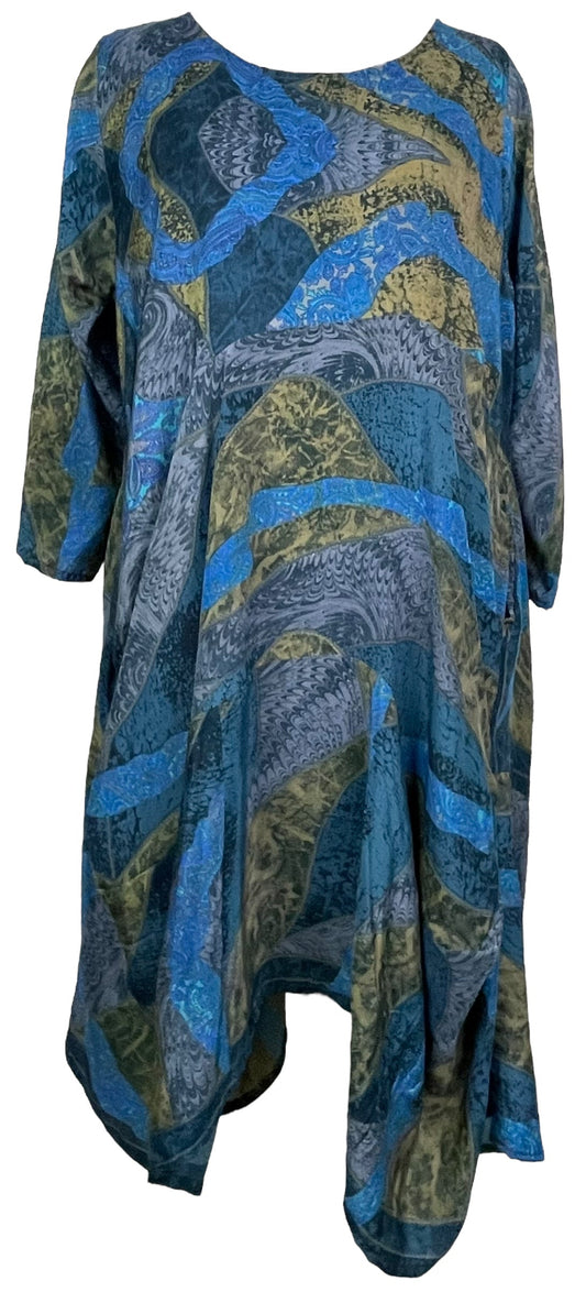PRC7838 Avatar Pure Silk Sculptural Long Tunic Dress - Velora
