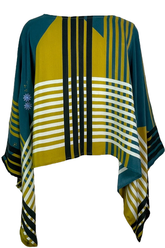 PRC7757 Avatar Pure Silk Kimono-Sleeved Top - Velora