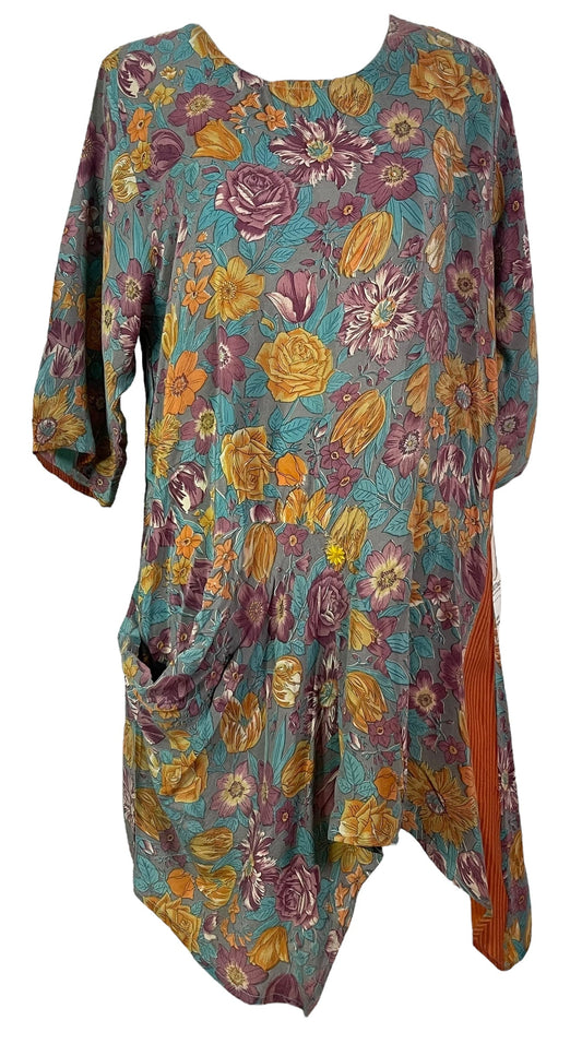 PRC6832 Avatar Pure Silk Self Pocket Tunic Dress - Velora