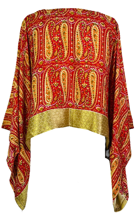 PRC7314 Avatar Pure Silk Kimono-Sleeved Top - Velora