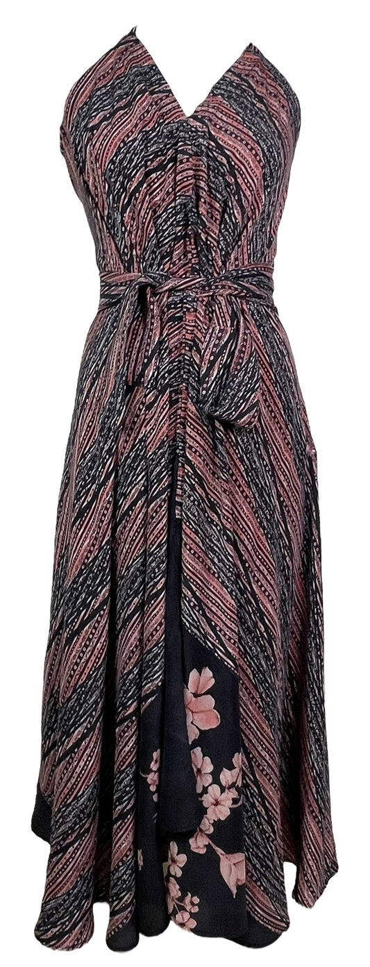 PRC7681 Avatar Pure Silk Maxi Dress with Belt - Velora