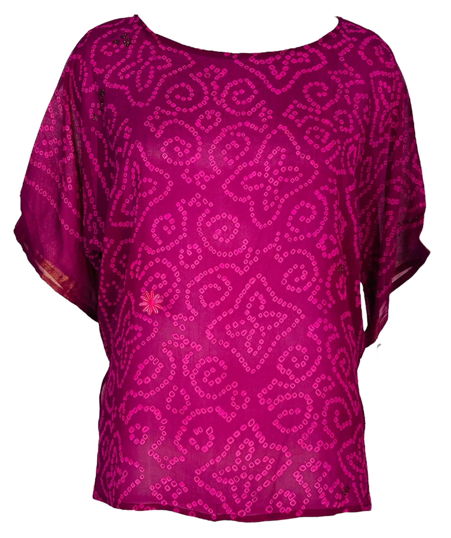 PRG6407 Sheer Avatar Pure Silk Side Slit Top - Velora