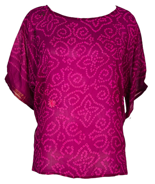 PRG6407 Sheer Avatar Pure Silk Side Slit Top - Velora