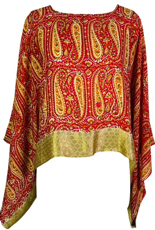 PRC7314 Avatar Pure Silk Kimono-Sleeved Top - Velora