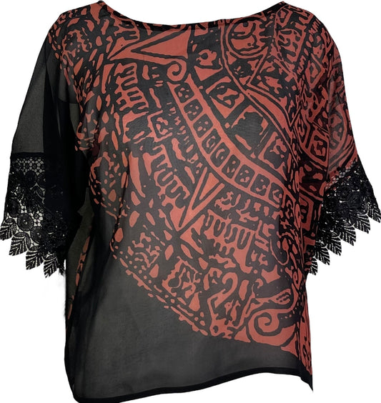 PRG7209 Sheer Avatar Pure Silk Boxy Top - Velora