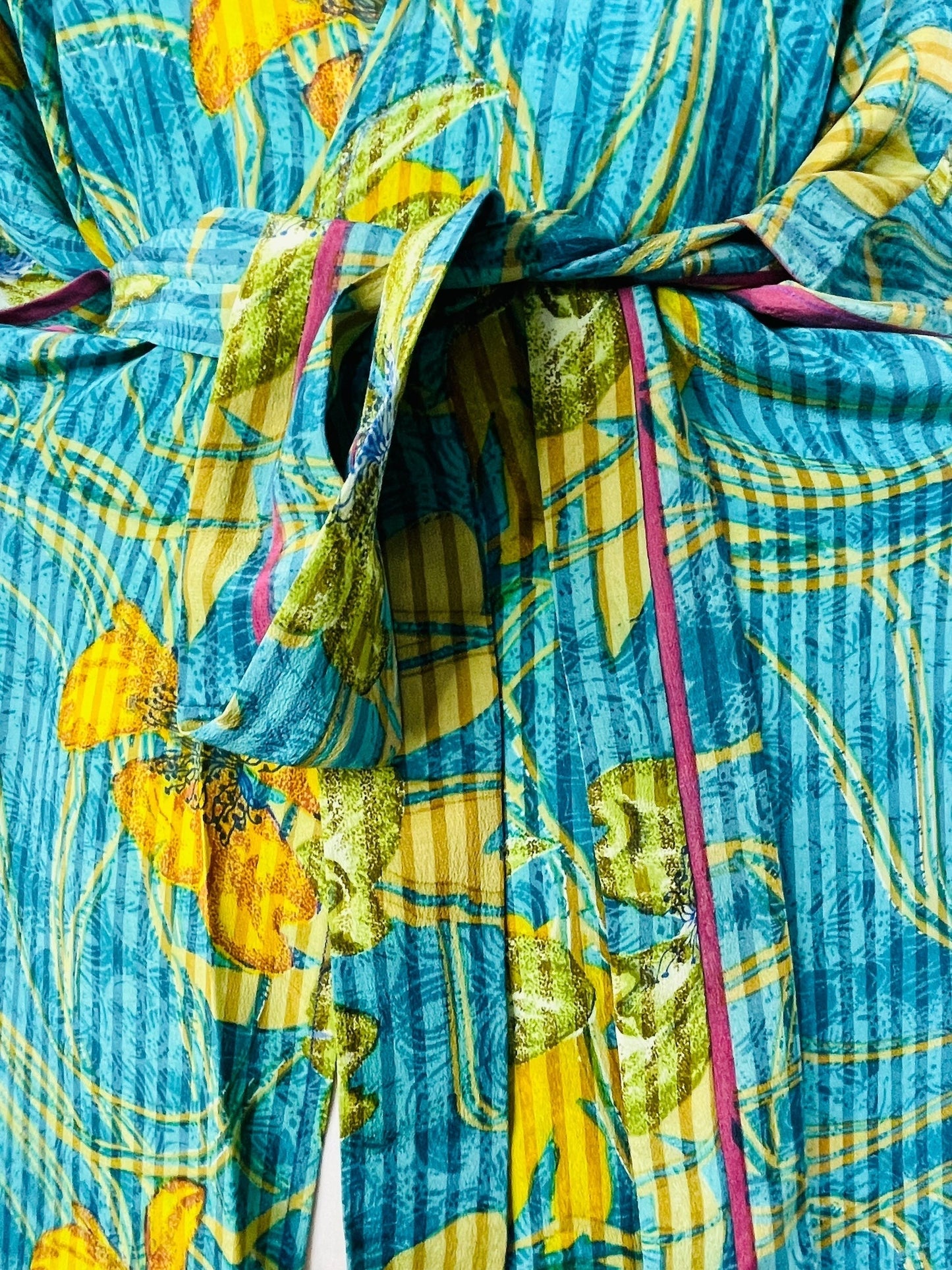PRC7514B Avatar Pure Silk Kimono-Sleeved Jacket with Belt - Velora