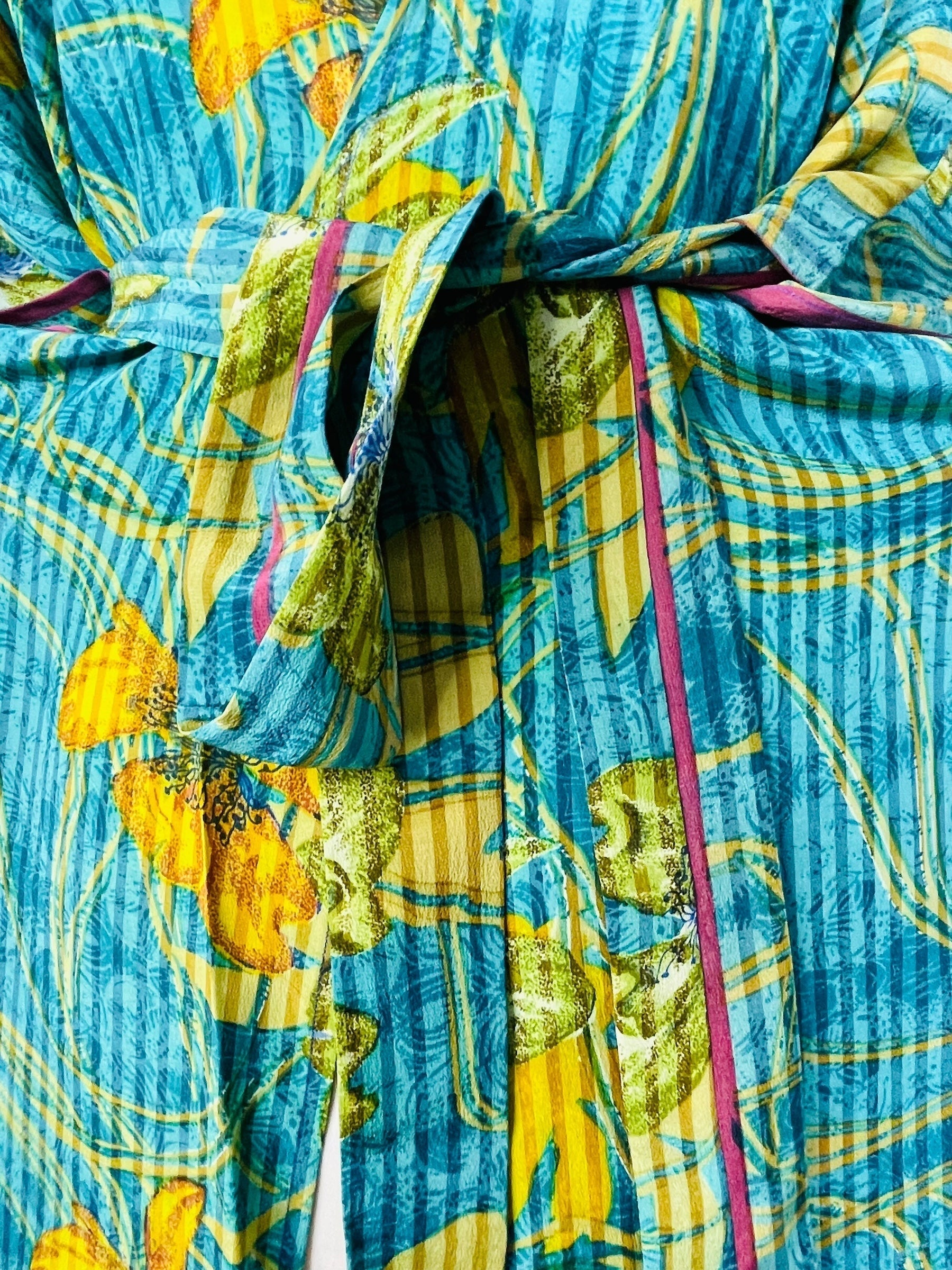 PRC7514B Avatar Pure Silk Kimono-Sleeved Jacket with Belt - Velora