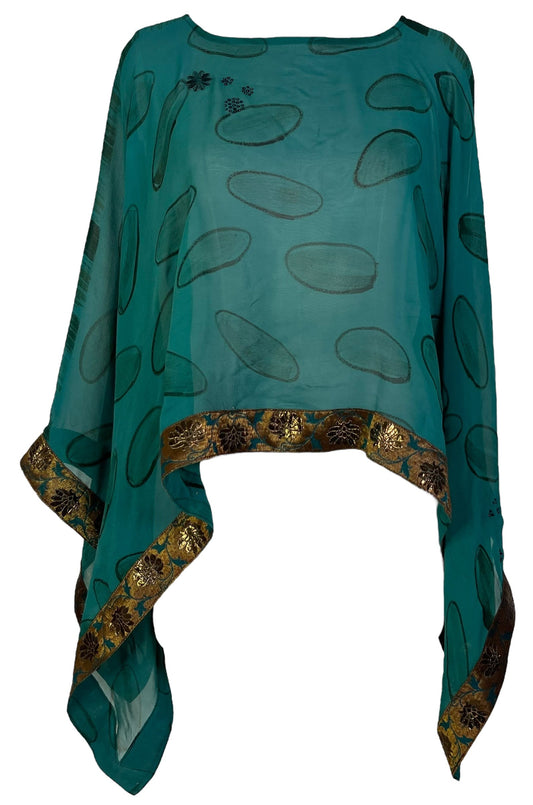 PRG7364 Sheer Avatar Pure Silk Capelet Poncho - Velora