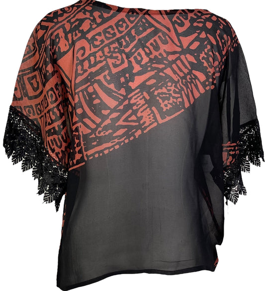 PRG7209 Sheer Avatar Pure Silk Boxy Top - Velora