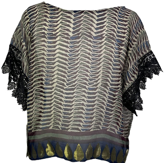 PRG7210 Sheer Avatar Pure Silk Boxy Top - Velora