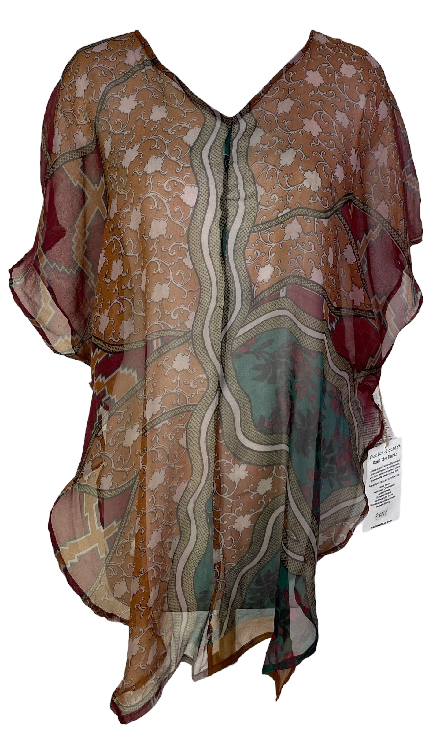 PRG6856 Sheer Sheer Avatar Pure Silk Waterfall Top - Velora