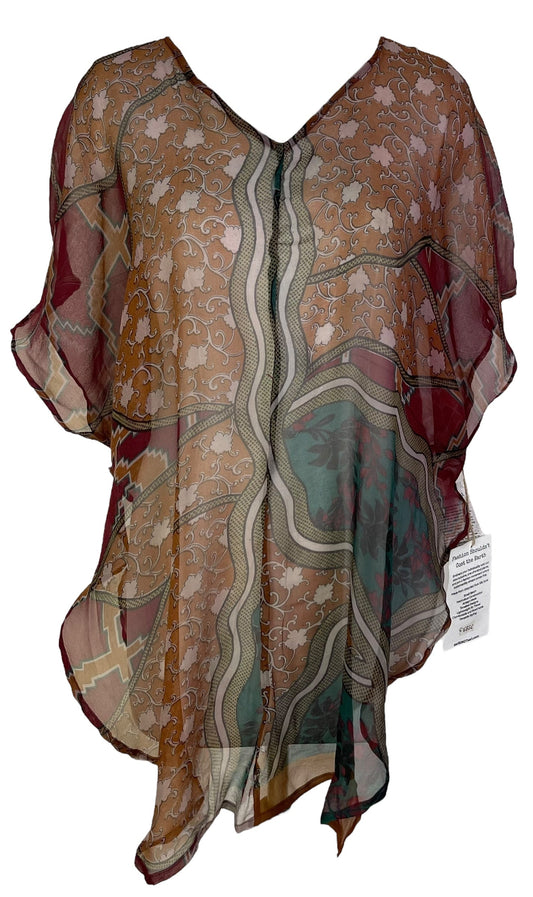 PRG6856 Sheer Sheer Avatar Pure Silk Waterfall Top - Velora
