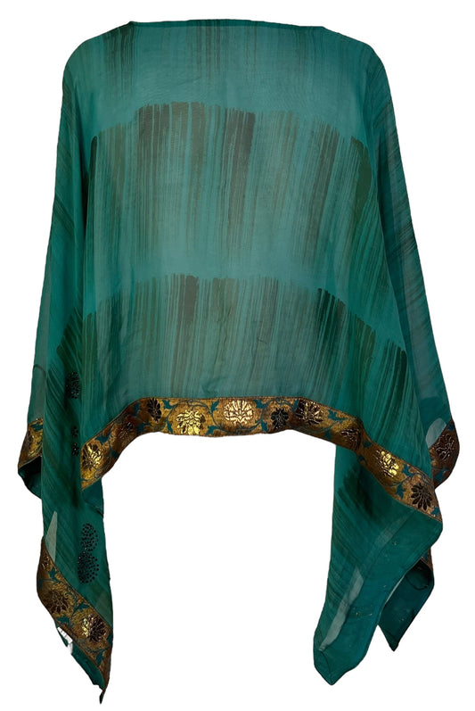 PRG7364 Sheer Avatar Pure Silk Capelet Poncho - Velora