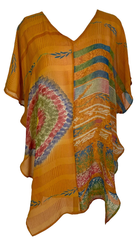 PRG7045 Sheer Avatar Pure Silk Waterfall Top - Velora