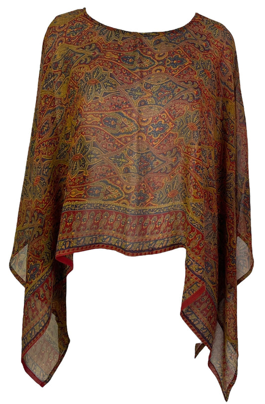 PRG7189 Sheer Avatar Pure Silk Capelet Poncho - Velora