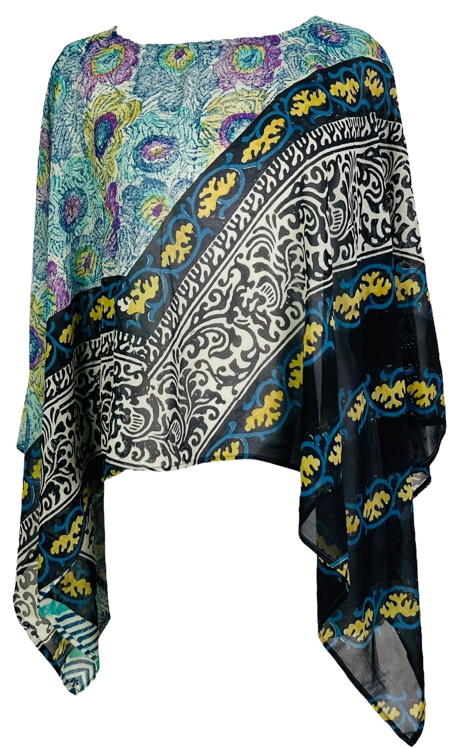 PRG6613 Sheer Avatar Pure Silk Capelet Poncho - Velora