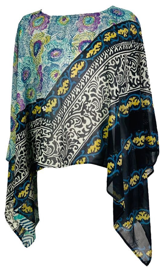 PRG6613 Sheer Avatar Pure Silk Capelet Poncho - Velora