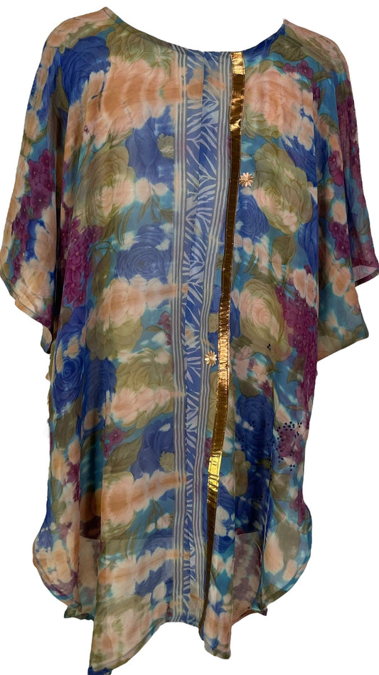 PRG6842 Sheer Sheer Avatar Pure Silk Waterfall Top - Velora