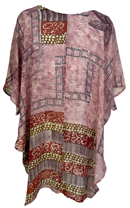 PRG7049 Sheer Avatar Pure Silk Waterfall Top - Velora