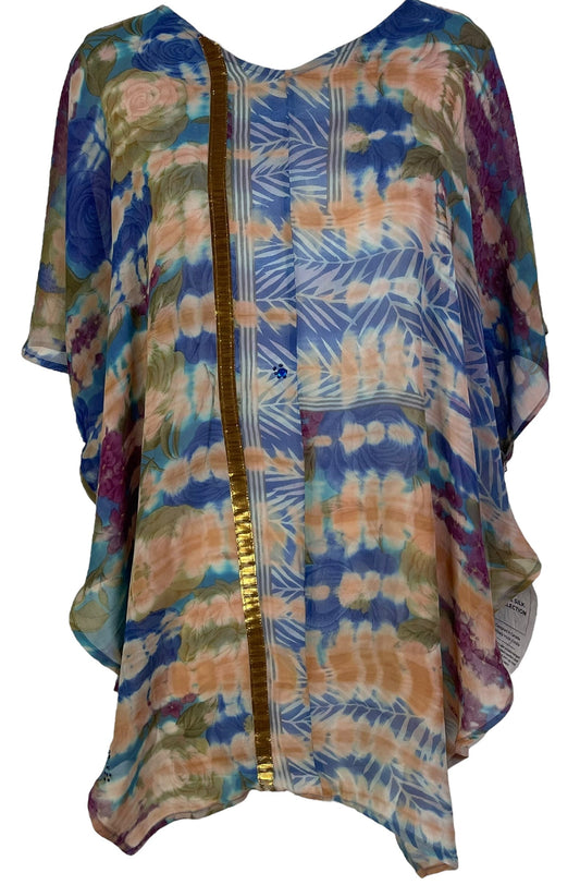 PRG6842 Sheer Sheer Avatar Pure Silk Waterfall Top - Velora
