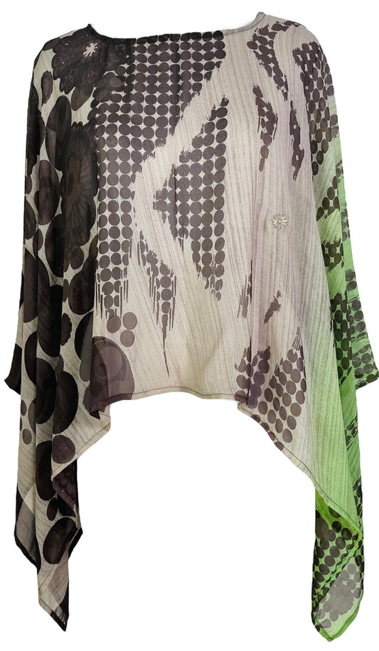 PRG7527 Sheer Avatar Pure Silk Capelet Poncho - Velora