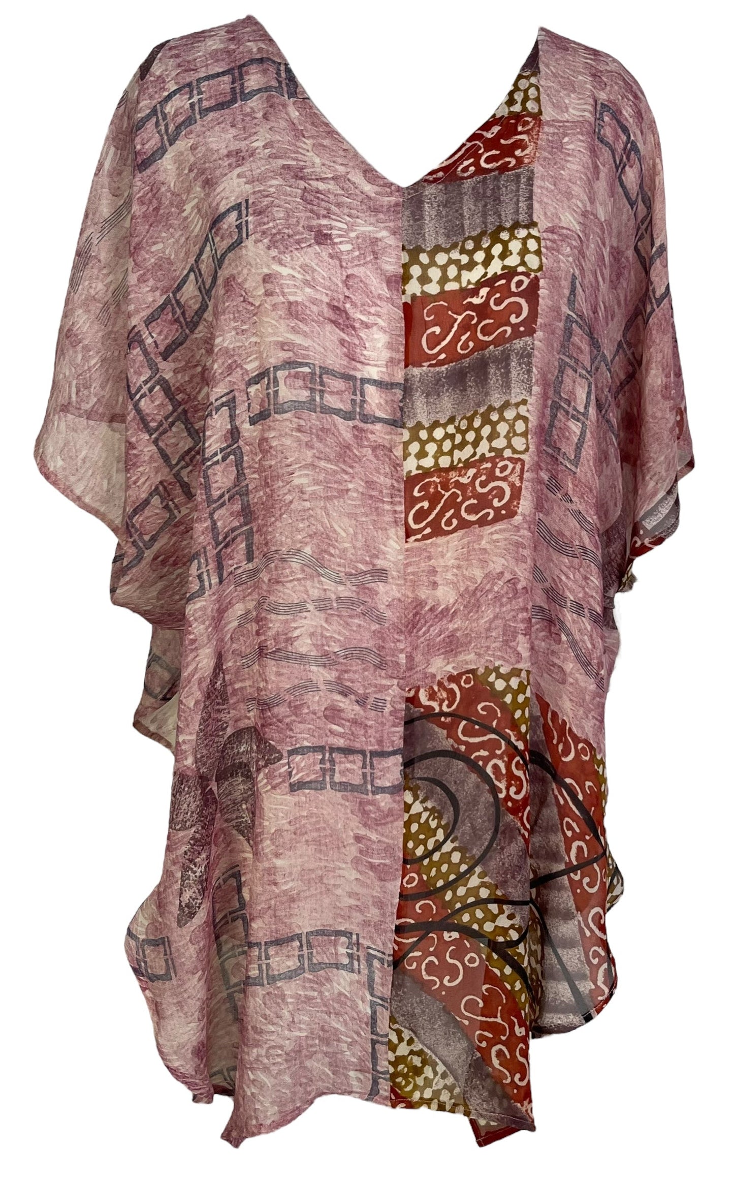 PRG7049 Sheer Avatar Pure Silk Waterfall Top - Velora