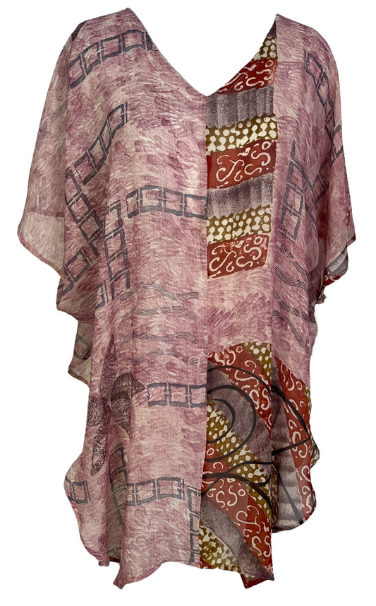 PRG7049 Sheer Avatar Pure Silk Waterfall Top - Velora