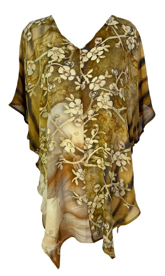 PRG7060 Sheer Avatar Pure Silk Waterfall Top - Velora