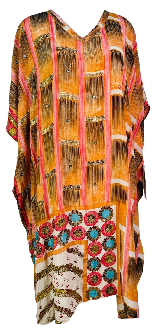 PRC6764 Avatar Pure Silk Midi Length Kaftan - Velora