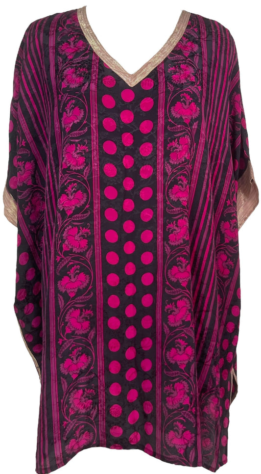 PRC7504 Avatar Pure Silk Short Kaftan Tunic with Slits - Velora