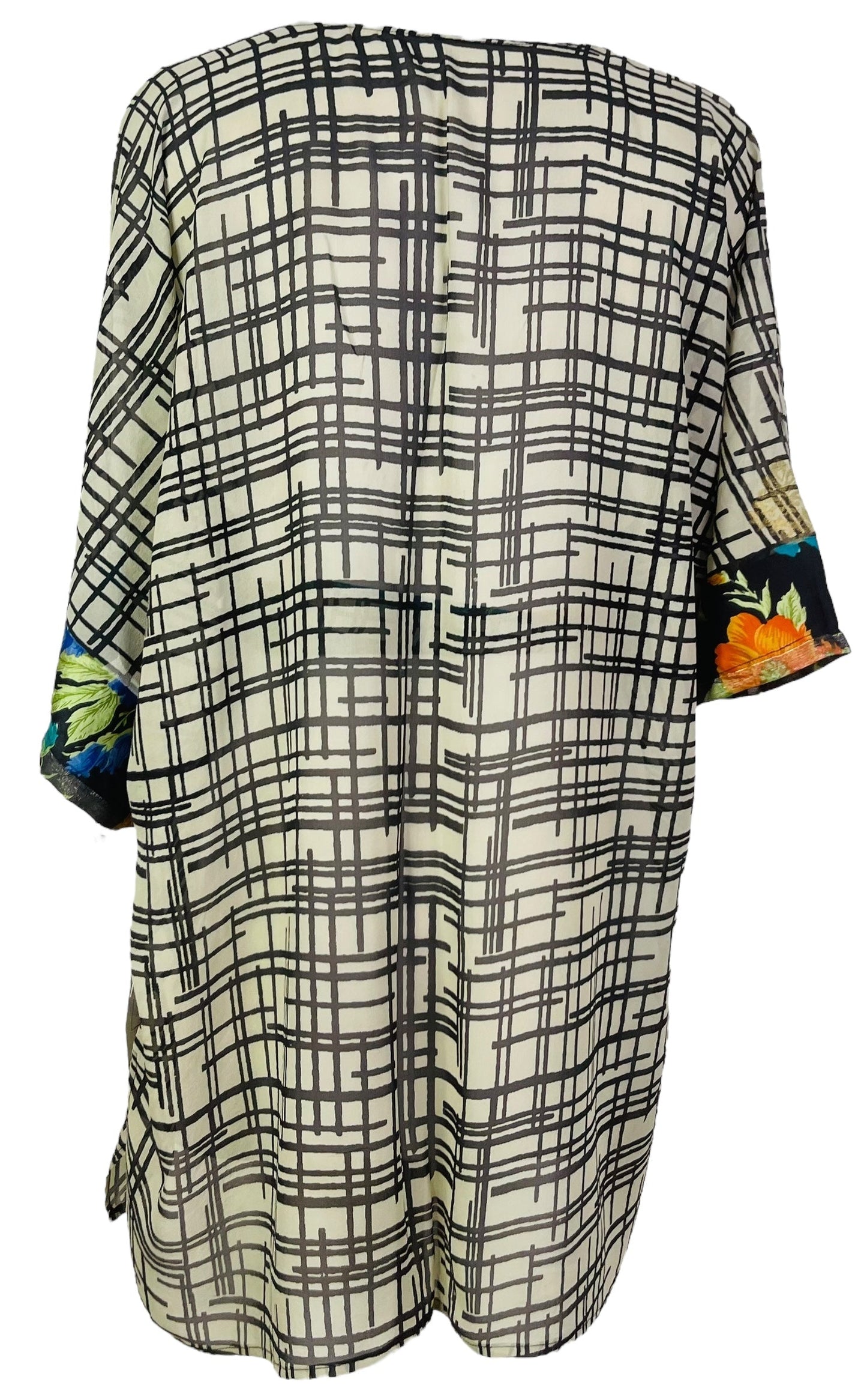 PRG7190 Sheer Avatar Pure Silk Kimono-Sleeved Jacket with Belt - Velora