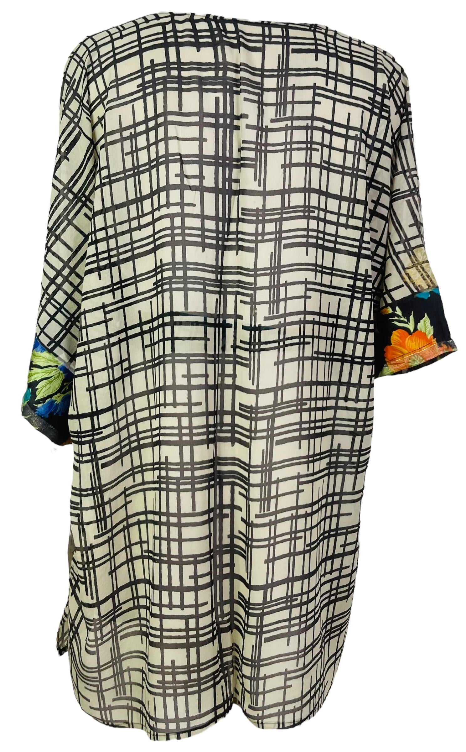 PRG7190 Sheer Avatar Pure Silk Kimono-Sleeved Jacket with Belt - Velora