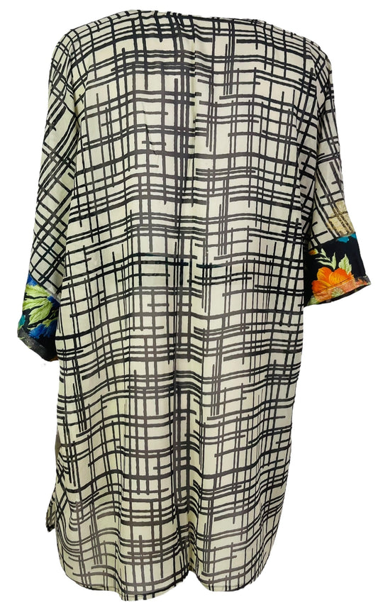 PRG7190 Sheer Avatar Pure Silk Kimono-Sleeved Jacket with Belt - Velora