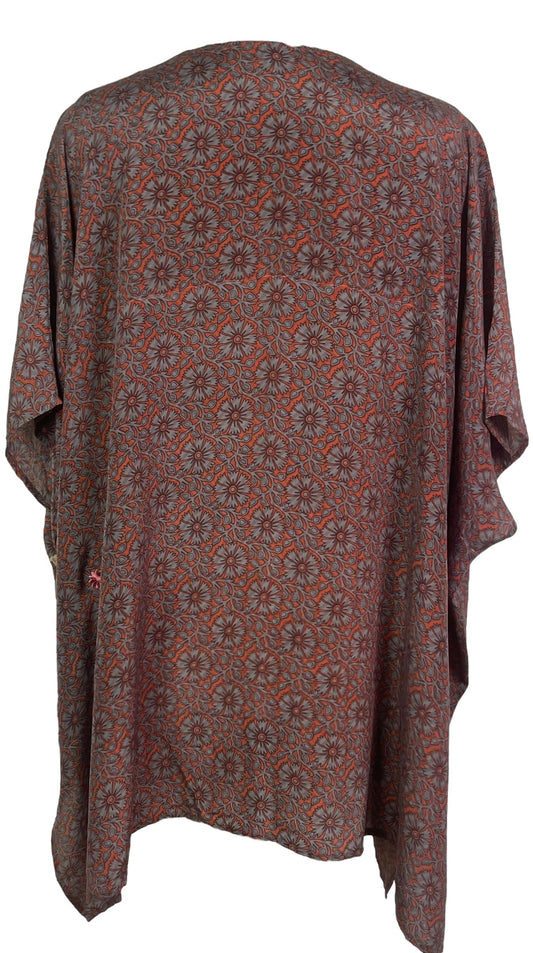 PRC7702 Avatar Pure Silk Short Kaftan Tunic with Slits - Velora