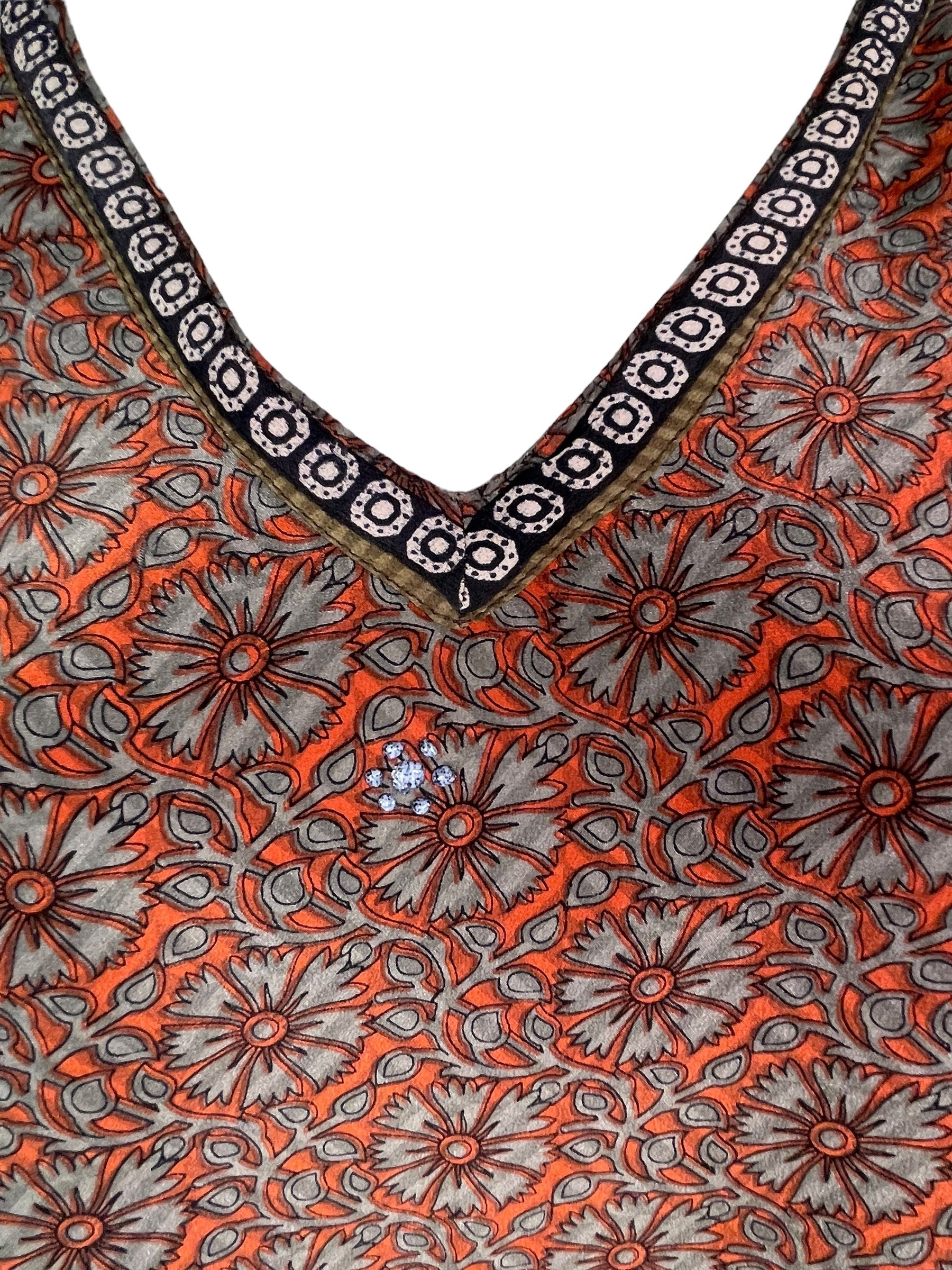 PRC7702 Avatar Pure Silk Short Kaftan Tunic with Slits - Velora