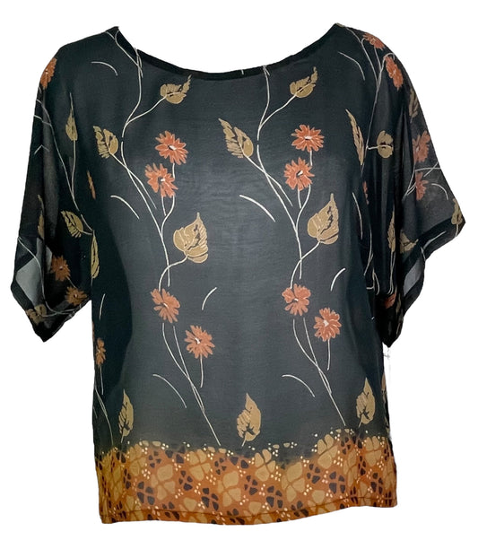 PRG5712 Sheer Avatar Pure Silk Boxy Top - Velora