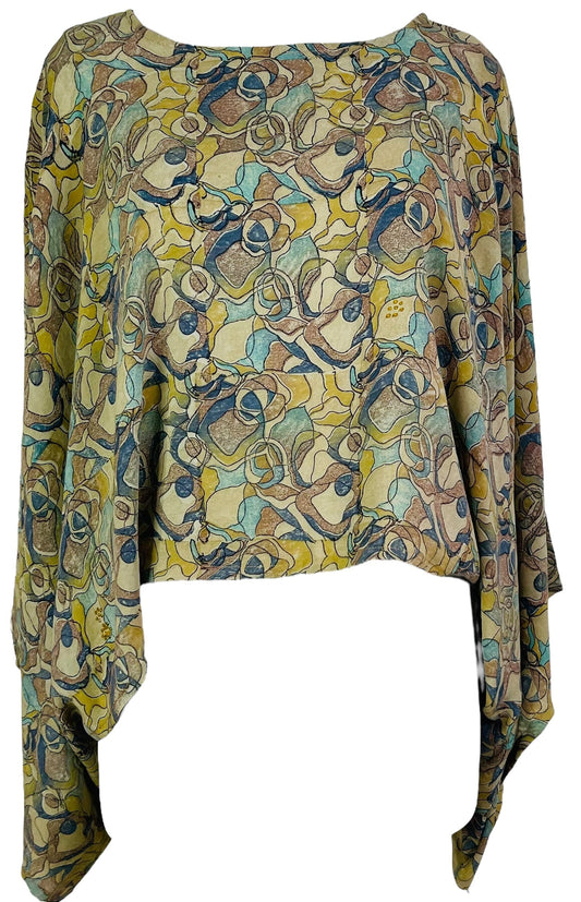 PRC7291 Avatar Pure Silk Kimono-Sleeved Top - Velora