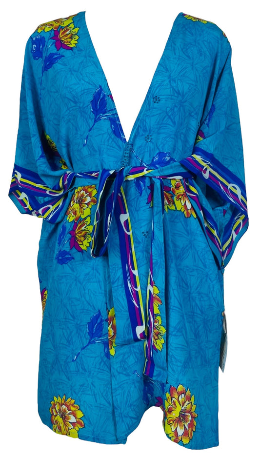 PRC7512 Avatar Pure Silk Kimono-Sleeved Jacket with Belt - Velora