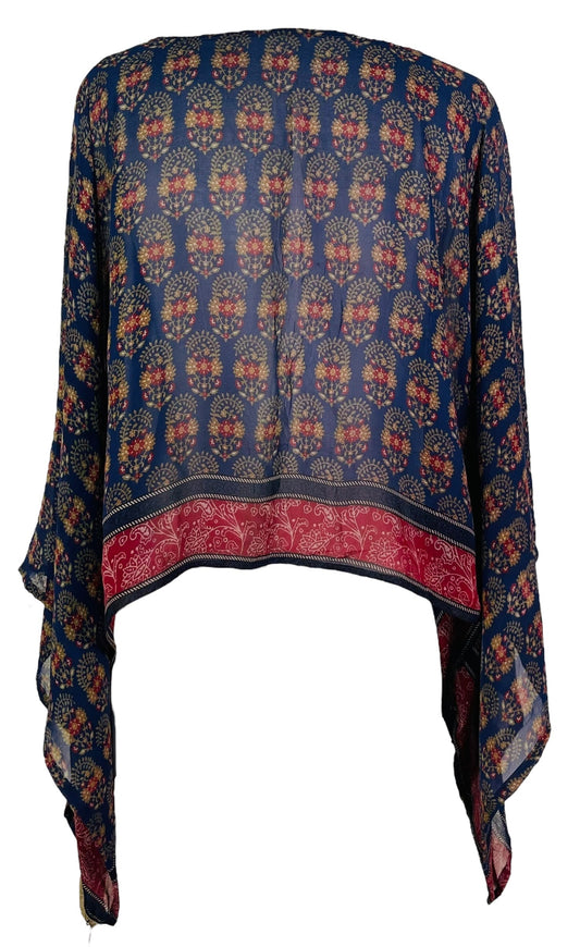 PRG7334 Sheer Avatar Pure Silk Kimono-Sleeved Top - Velora