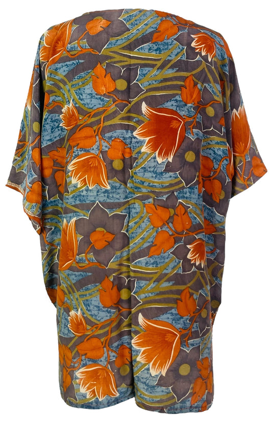 PRC7520 Avatar Pure Silk Kimono-Sleeved Jacket with Belt - Velora