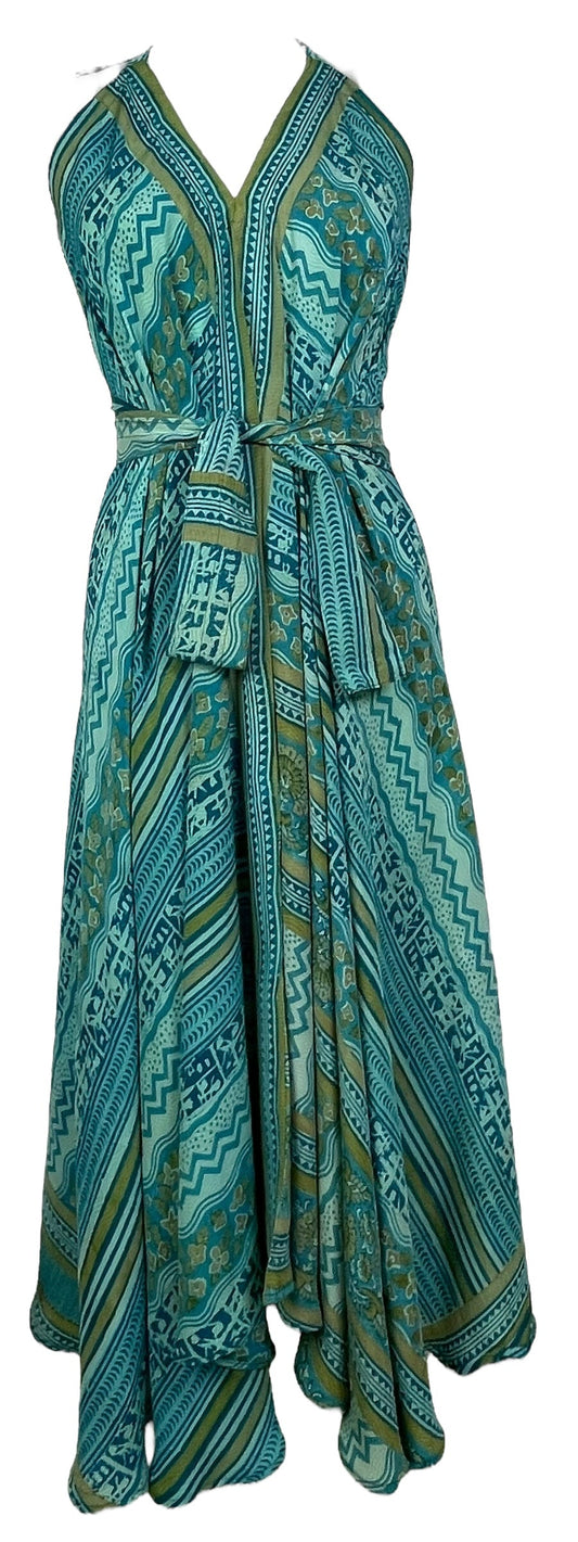 PRC7754 Avatar Pure Silk Maxi Dress with Belt - Velora