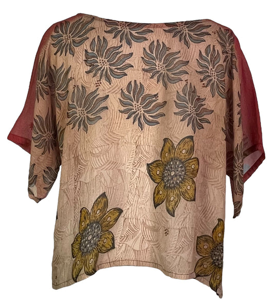 PRG4896 Sheer Avatar Pure Silk Boxy Top - Velora