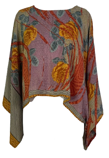 PRC6702 Avatar Pure Silk Kimono-Sleeved Top - Velora