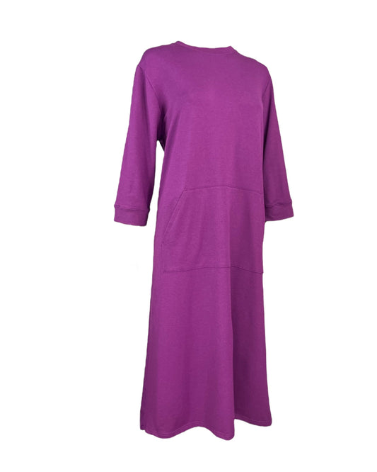 Adaptive Women’s Cotton Terry Dress – Back Opening, Crew-Neck, Magenta (S–3XL) Adaptive Comfort Clothing