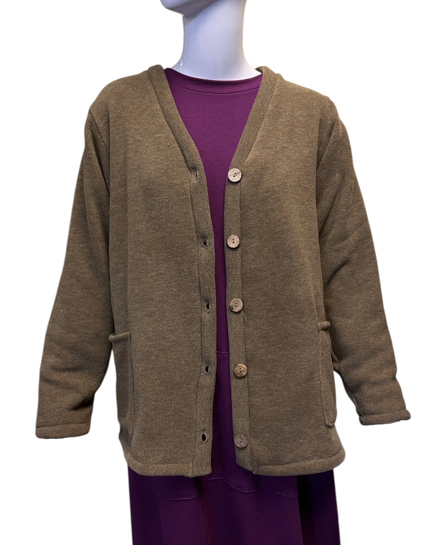 Adaptive Open Back Cotton Fleece Cardigan